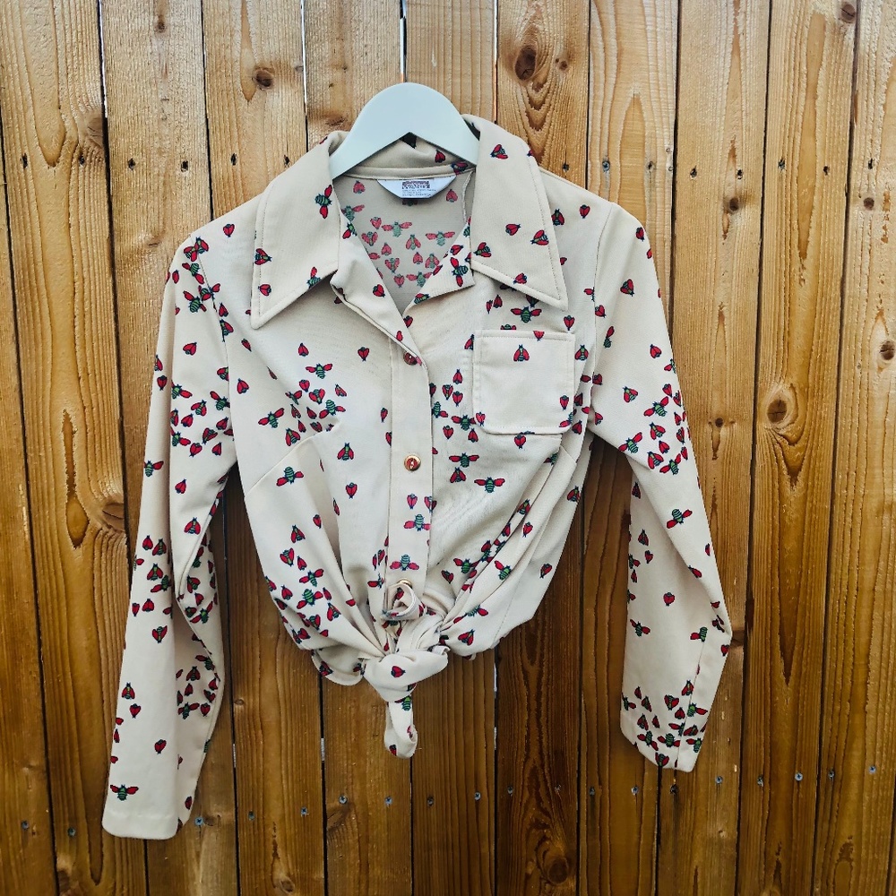 Vintage 1950s Montgomery Ward ladybug button up M